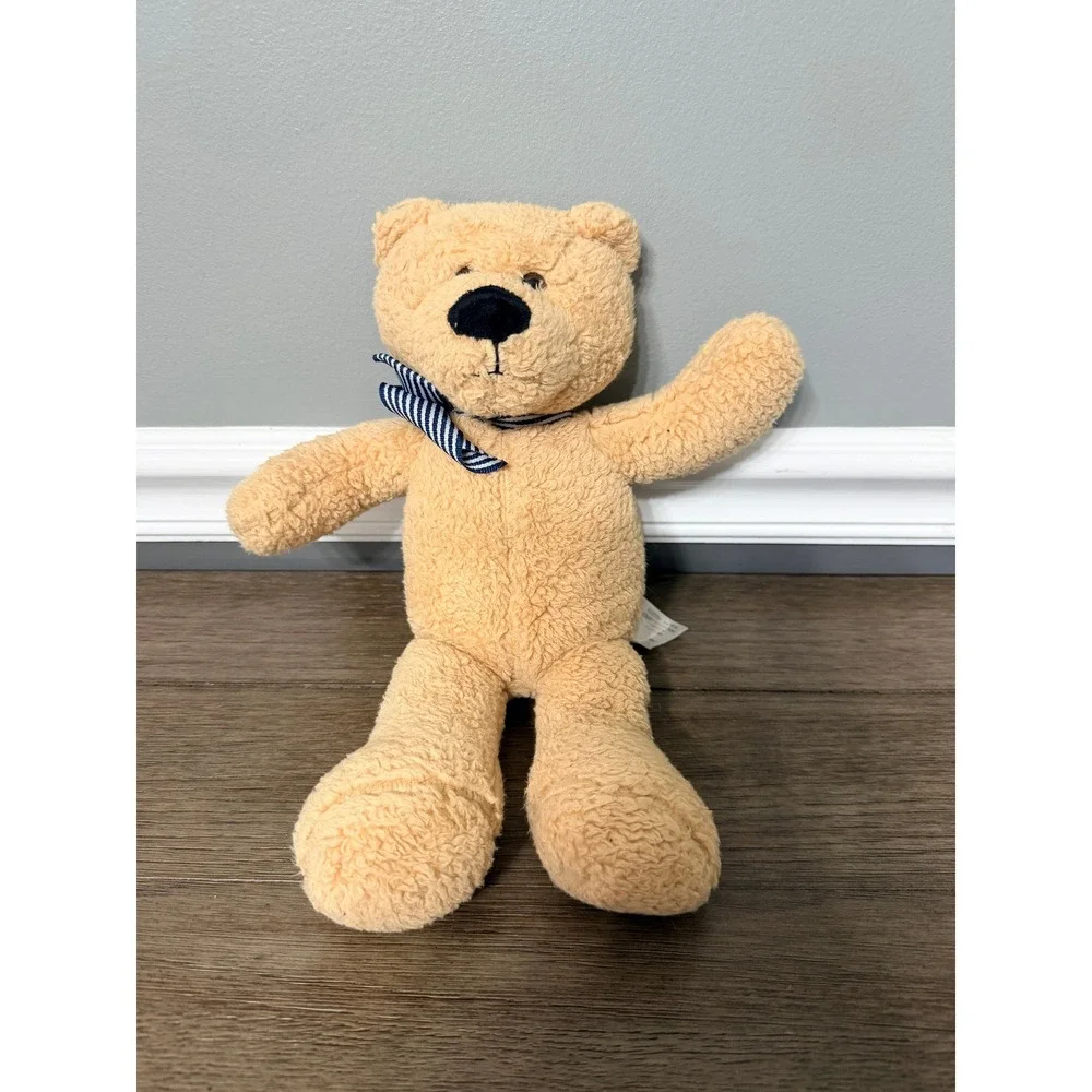 Animal Adventure Tan Sherpa Teddy Bear with Blue Striped Bow Tie Plush